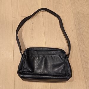 Vintage Black Leather Shoulder Bag